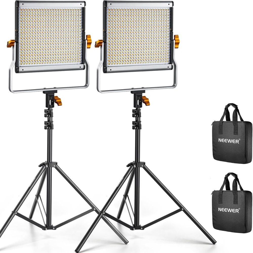 Dimmable Bi-Color 480 LED Video Light and Stand Lighting Kit Includes